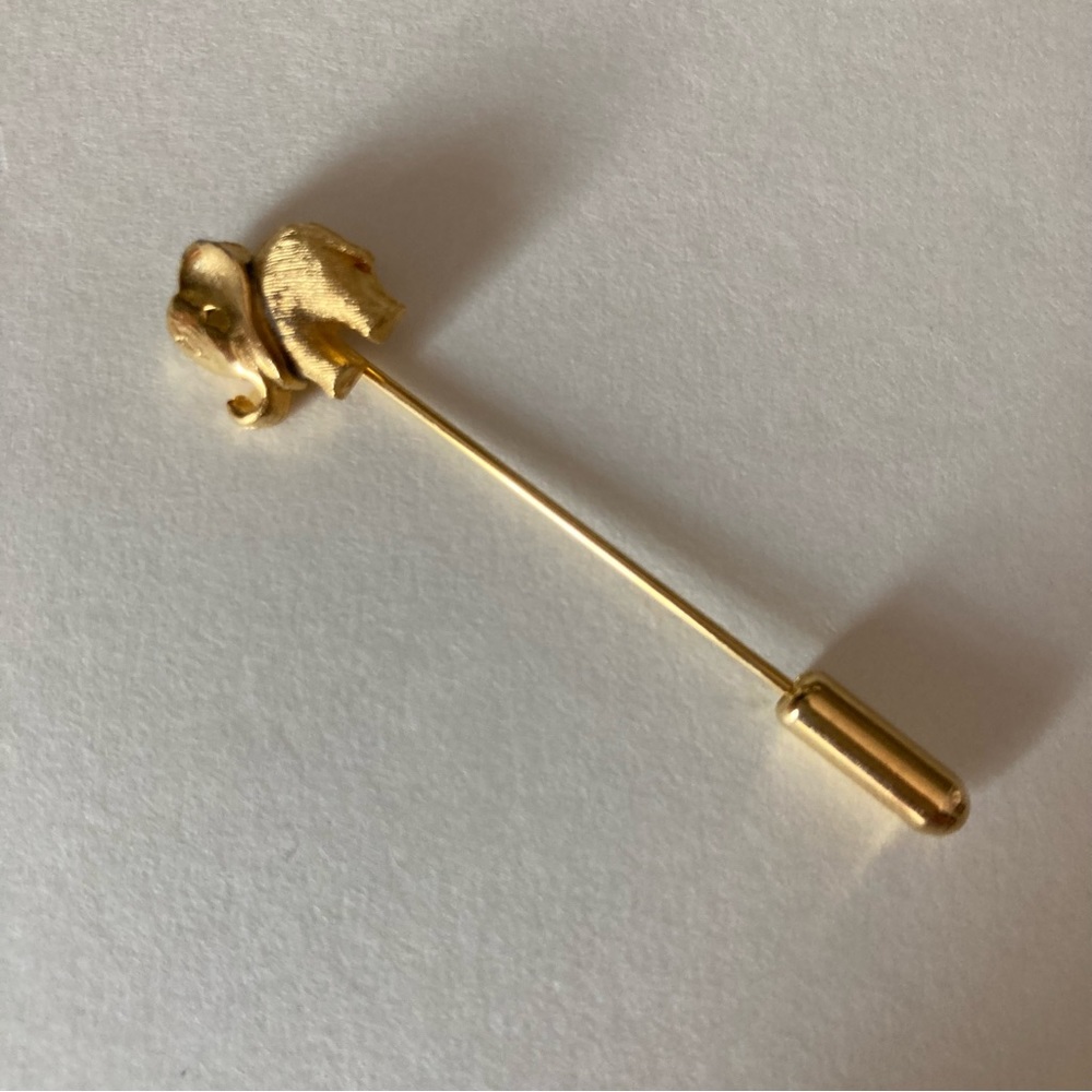Vintage Gold Elephant 🐘 Stick-Pin Brooch - Gold